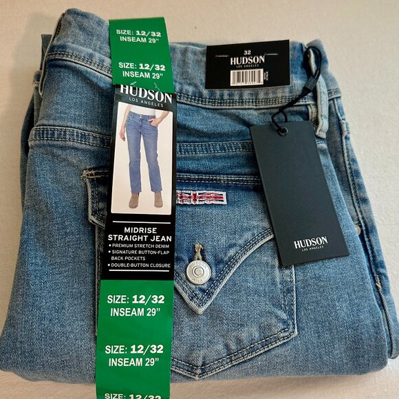 Hudson L.A. Women's Jeans Size 12 Light Blue Slim Straight Legs Mid-rise (NEW) - Picture 2 of 15